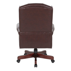 OSP Home Furnishings High Back Queen Anne Executive Chair Tufted Vinyl Upholstery with Lumbar Support TEX220-JT4