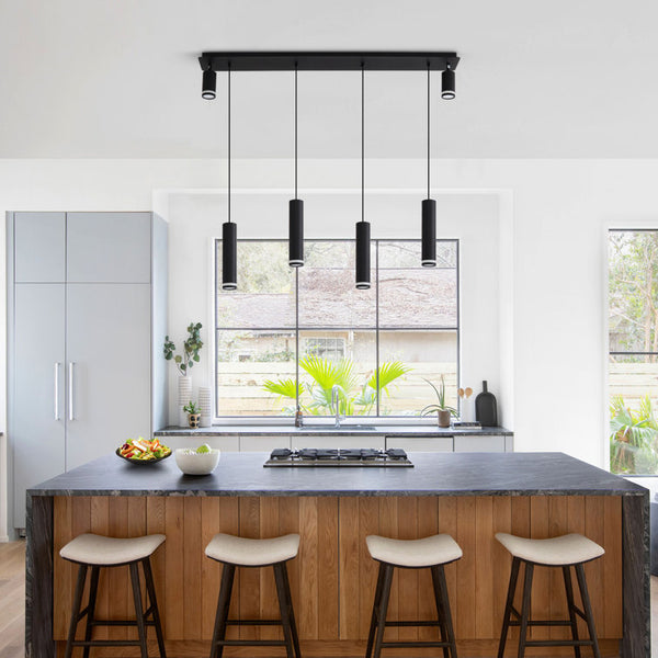 English Elm Angelina 6-Light Matte Black Pendant - Modern Kitchen Island Fixture For Stylish Task Lighting T3177P283998