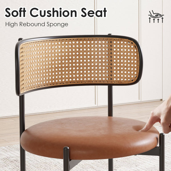 English Elm Adjustable Swivel Barstools Set of 2 Pu Leather Industrial Mid-century Kitchen Island Seating Brown T3623P433774