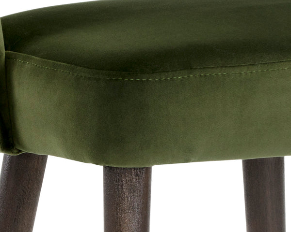 Sunpan Monae Counter Stool – Chic Barrel Back Design with Vintage Influence for Dining and Bar Spaces Moss Green