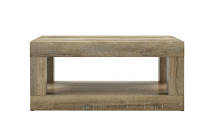 English Elm Modern Two Tier Rectangular Coffee Table with Open Shelf Storage for Living Rooms W3875P389557