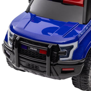 English Elm Aosom Kids Police Truck Ride on with Pa Speaker Under Seat Storage Toddler Toy W2225P200719