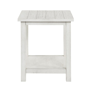 English Elm Wood Pine End Table with Open Shelf Rustic Farmhouse Living Room Accent Piece White B016P472796