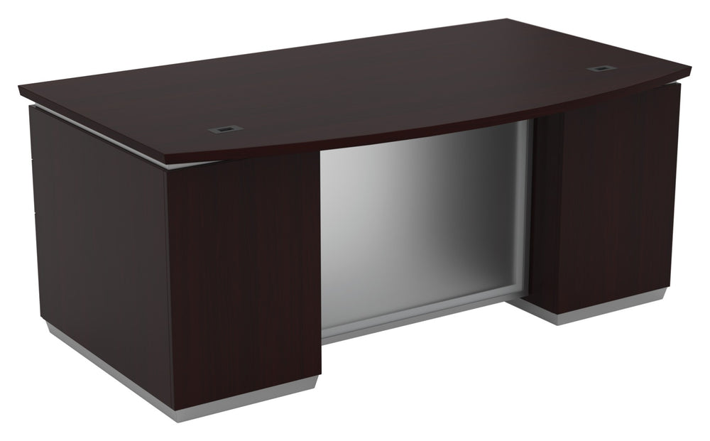 OSP Home Furnishings Tuxedo Bow Front Executive Double Pedestal Desk with File Storage for Two Users TUXDKR-TYP1