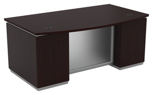 OSP Home Furnishings Tuxedo Bow Front Executive Double Pedestal Desk with File Storage for Two Users TUXDKR-TYP1