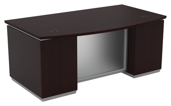 OSP Home Furnishings Tuxedo Bow Front Executive Double Pedestal Desk with File Storage for Two Users TUXDKR-TYP1