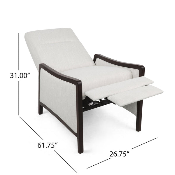 English Elm Christopher Knight Home® - Fabric Recliner Chair Mid-Century Push-Back Upholstered Armchair with Thick Cushion and Birch Frame Beige 70449.00BGE
