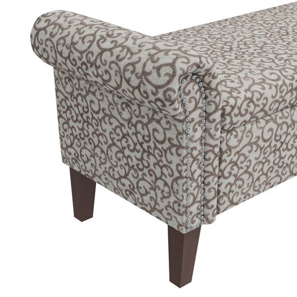English Elm Conrad Storage Ottoman – Elegant Floral Upholstered Bench With Hidden Storage & Comfortable Seating B127P278179