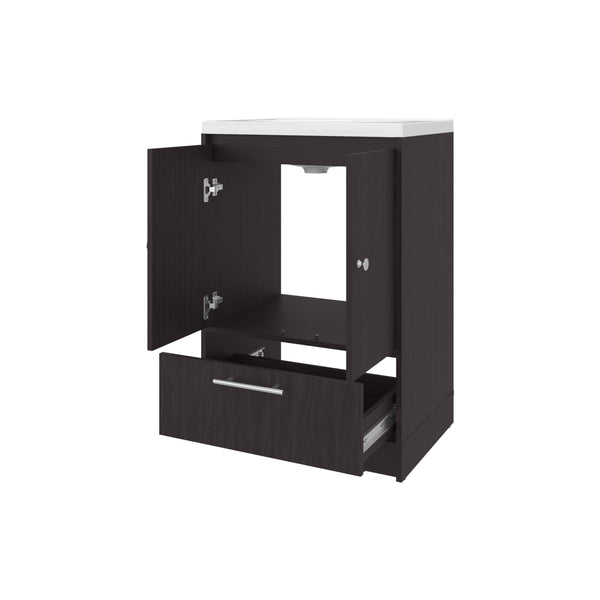 English Elm Sinclair Freestanding Bathroom Vanity with Sink — Compact 36" Tall Cabinet, Two Doors + Drawer, Scratch-Resistant Finish Wenge 34 L x 23 W x 13 H B128P314809