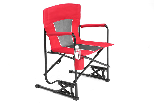 English Elm Outdoor Freestyle Rocker Camping Chair with Spring-Action Shock Absorbers, Eazy-Fold Setup, Mesh Backrest and Cup Holder for Comfort and Durability Red W640P224433