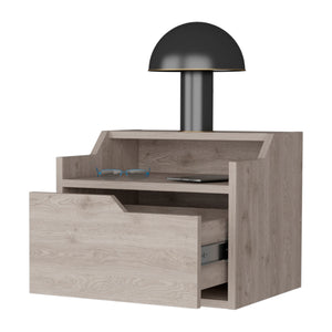 English Elm Florence Wall-Mounted Floating Nightstand with Drawer, Dual Shelves, Modern Storage in 5 Finishes B128P148916
