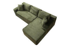 English Elm 94.5" Jumbo Corduroy L-shaped Cloud Sectional Deep Seat Lounge Sofa for Living Room W5515P479911