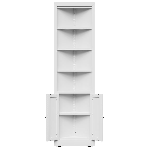 English Elm 71" Tall Corner Metal Cabinet with 5 Tiers Adjustable Shelves for Pantry or Bath W2735P428813