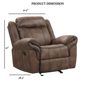 English Elm Transitional Multi-Function Glider Recliner with Channel Back, Cup Holders, Hidden Storage, Upholstered Comfort Brown 41 L x 31 W x 26 H B2741P385169