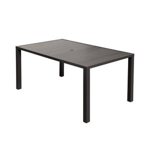 English Elm Outdoor Dining Table For 6 - Durable Rectangular Metal Patio Table With Umbrella Hole For All Seasons W1859P359856