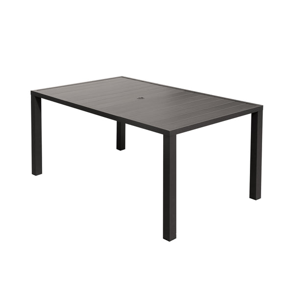 English Elm Outdoor Dining Table For 6 - Durable Rectangular Metal Patio Table With Umbrella Hole For All Seasons W1859P359856