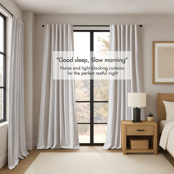 English Elm 2-pk 52x95 Total Blackout Curtain Panels Noise Reducing Embossed Bedroom Set White B035P496616