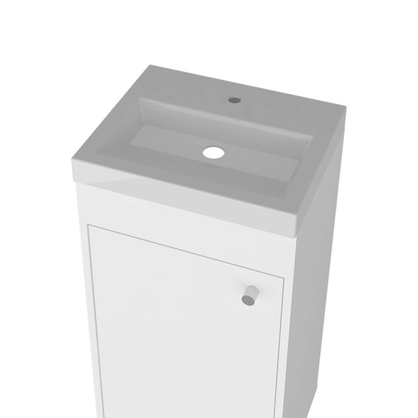 English Elm White Wall-Mounted Bathroom Vanity With 1 Door & 2 Shelves For Organized, Modern Spaces B062P355662-GIGA
