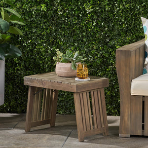 English Elm Christopher Knight Home® - KYOTO SIDE TABLE Foldable Slat-Top Wood Accent Table with Classic Leg Frame, Compact 21.5" W Grey 69317.00GRY