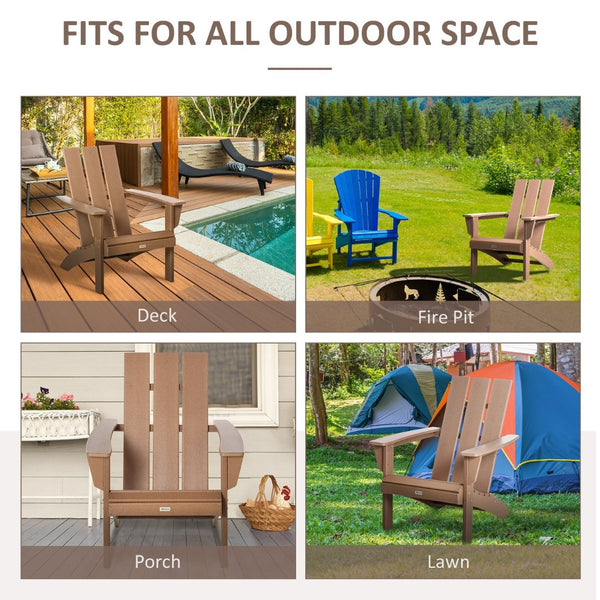 English Elm Outsunny Adirondack Chair For Patio & Garden, Eco-Friendly Hdpe, Weather Resistant, Comfort Design W2225P217580-GIGA