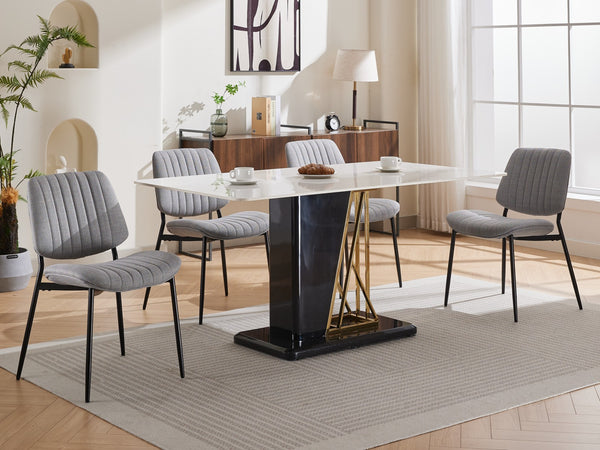 English Elm A&A Mid Century Dining Chair Set of 2 with Curved Ergonomic Walnut Back Upholstered Seat and Metal Legs W1143P194146 W1143P194146