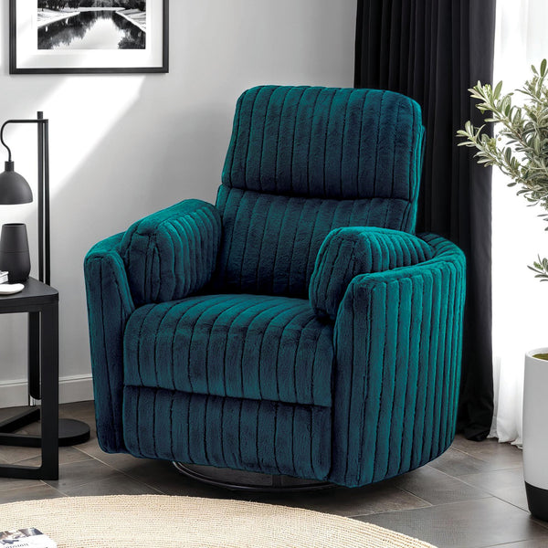 English Elm Power Power Glider Recliner with Swivel, Smooth Glide Motion, Power Recline Button, Plush Pillow Seat, Vibrant Upholstery Accents for Modern Living Room Teal 39 L x 32 W x 26 H B2741P391177