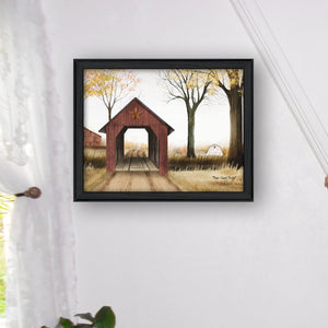 English Elm "bucks County Bridge" Billy Jacobs Framed Print Rustic Americana Wall Art Black Wood B06785176
