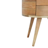 English Elm Solid Wood Rounded Nightstand Table