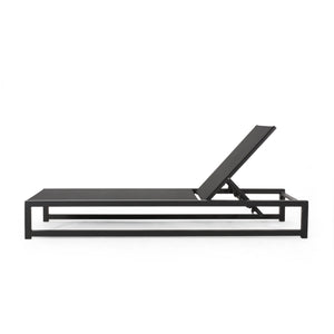 English Elm Christopher Knight Home® - Venice Outdoor Chaise Lounge - Adjustable, Breathable & Durable Black Aluminum Lounge For Patios 61698.00BBLKMP2