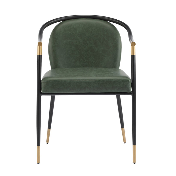 English Elm Christopher Knight Home® - Modern Upholstered Dining Chair with Gold-Tip Accents, Metal Armrests, Heathered Fabric, Set of Two Black+Green 35.75 L x 22.75 W x 22.5 H N776P195378G