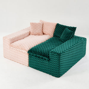 English Elm Luxury Color-Block Turtle Velvet Multifunctional Sofa - Cozy Modular Design For Stylish Living Spaces W3371S00054