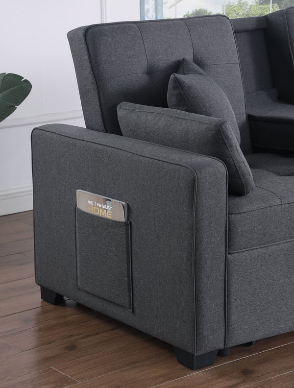 English Elm Cody Woven Fabric Sleeper Loveseat with Charging Console and Pocket Coil Support B061S00957