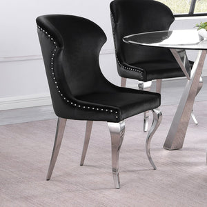 English Elm Daphne Velvet Wingback Dining Chairs with Nailhead Trim and Cabriole Legs Set of 2 Black B062S01462