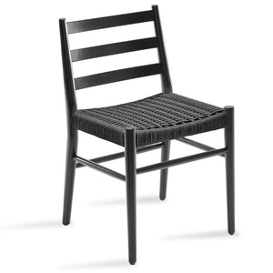 English Elm Wood Rattan Dining Chairs Set of 2 — Fully Assembled Beech Wood, Ergonomic Back, 300lb Capacity, Black T3623P381090