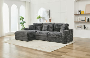 English Elm M5444 Modular Fabric Sectional Sofa In Dark Grey - Versatile 3-Seater With Removable Ottoman & Comfort W1805S00140