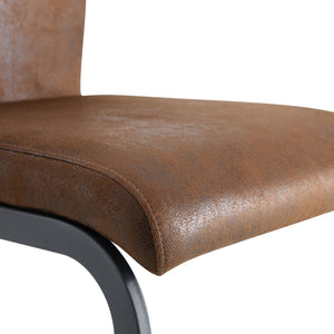English Elm Set of 2 Vintage Brown Suede Fabric High Back Dining Chairs with Black Metal Frame W1151P324769