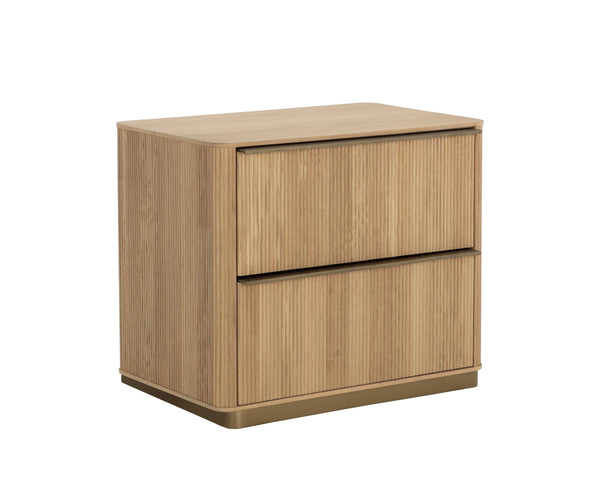 Sunpan Kalla Nightstand - Elegant Design with Steel Base, Soft Closing Drawers & Unique Wood Character Rustic Oak