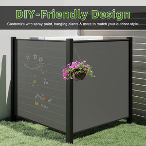 English Elm Outdoor Metal Lattice Privacy Panels Powder Coated Steel Yard Fence Two Piece Set W1859P399497