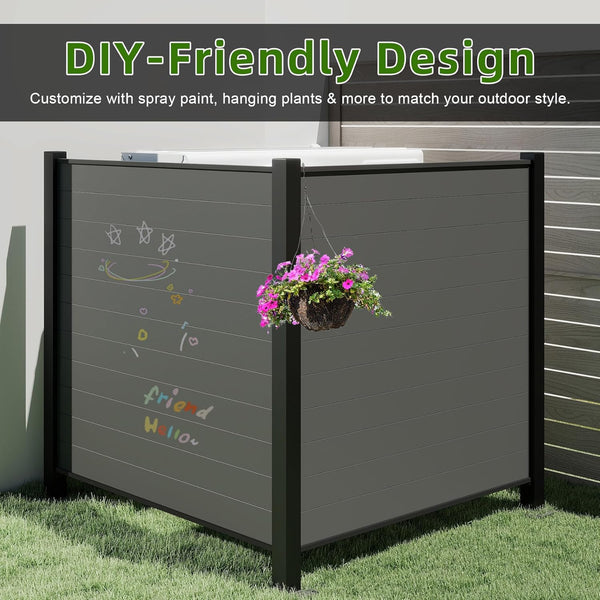 English Elm Outdoor Metal Lattice Privacy Panels Powder Coated Steel Yard Fence Two Piece Set W1859P399497