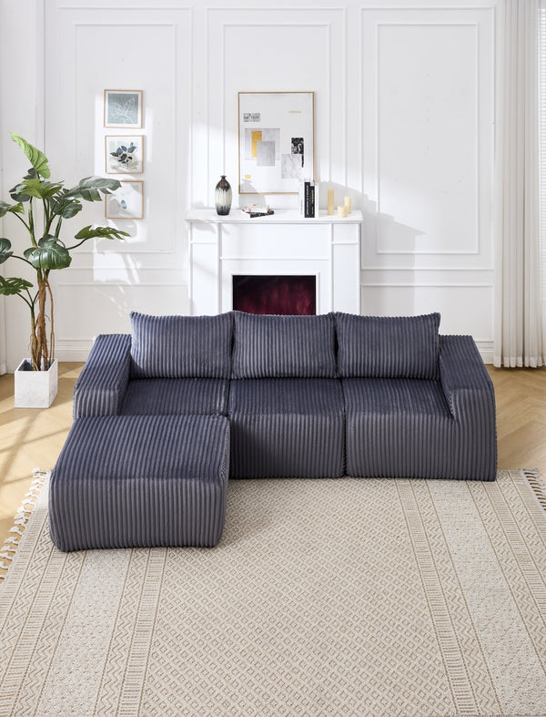 English Elm Modern Minimalist Modular Sectional Sofa - Versatile L-Shape Cloud Couch With Plush Comfort & Style W2959S00002