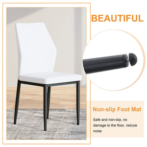 English Elm Table and Chair Set Modern Marble Glass Top with Four Pu Leather Seats for Dining W1151S04662