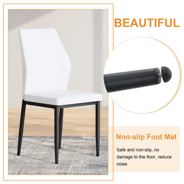 English Elm Table and Chair Set Modern Marble Glass Top with Four Pu Leather Seats for Dining W1151S04662