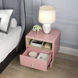 Hearth and Haven Hike Nightstand with Open Storage, Drawer and Leather Handle, Pink W1781P148620