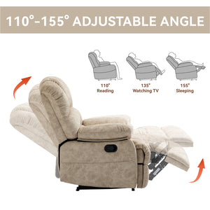 English Elm Large Oversized Manual Recliner Upholstered in Neutral Fabric for Relaxing Living Rooms Beige W3224P288517