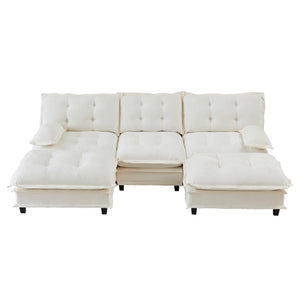 English Elm 107" U-shaped Chenille Modular Sectional with Ottomans Deep Sink Cloud Sofa W714S01679