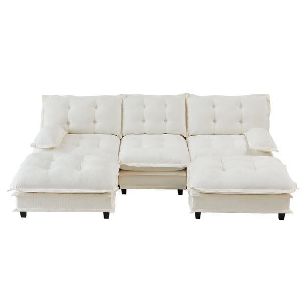 English Elm 107" U-shaped Chenille Modular Sectional with Ottomans Deep Sink Cloud Sofa W714S01679