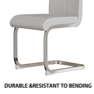 English Elm 63" Modern Cream Mdf Dining Table Set With 4 Pu Armless Chairs & Stylish Silver-Plated Legs For Home W2189S00668