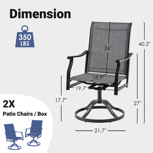 English Elm Outdoor Swivel Patio Dining Chairs Textilene Woven Set for Backyard Entertaining T3623P433695