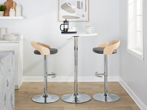 English Elm Adjustable Swivel Barstools Set of 3 Faux Leather Chrome Base Kitchen Counter Seating B202S02032