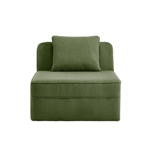 English Elm Martha Armless Corduroy Sofa Deep Seat Lounge Design with Cloud Comfort Pillows Green W3041P353177
